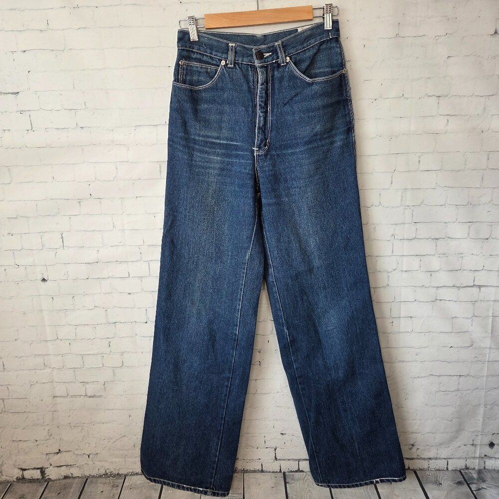 Lawman VTG Western Womens Wide Leg Jeans Tall Size 26 x 35 Tagged 32 Long Flare - Picture 2 of 11